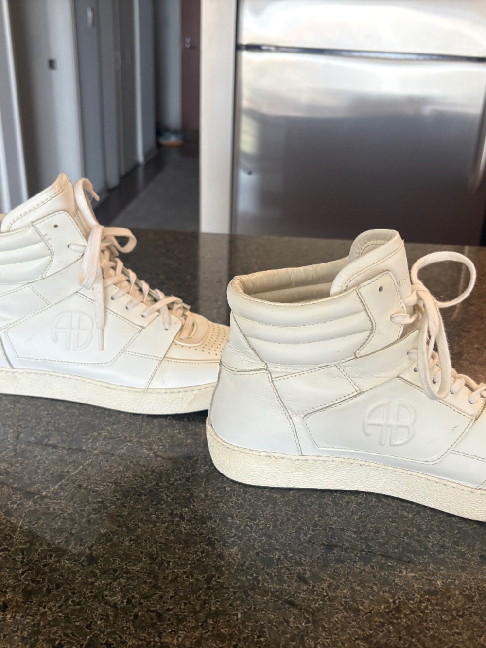 Anine Bing Hayden High Top Shoes Sneakers Womens Size 10 US 40 EU White Leather
